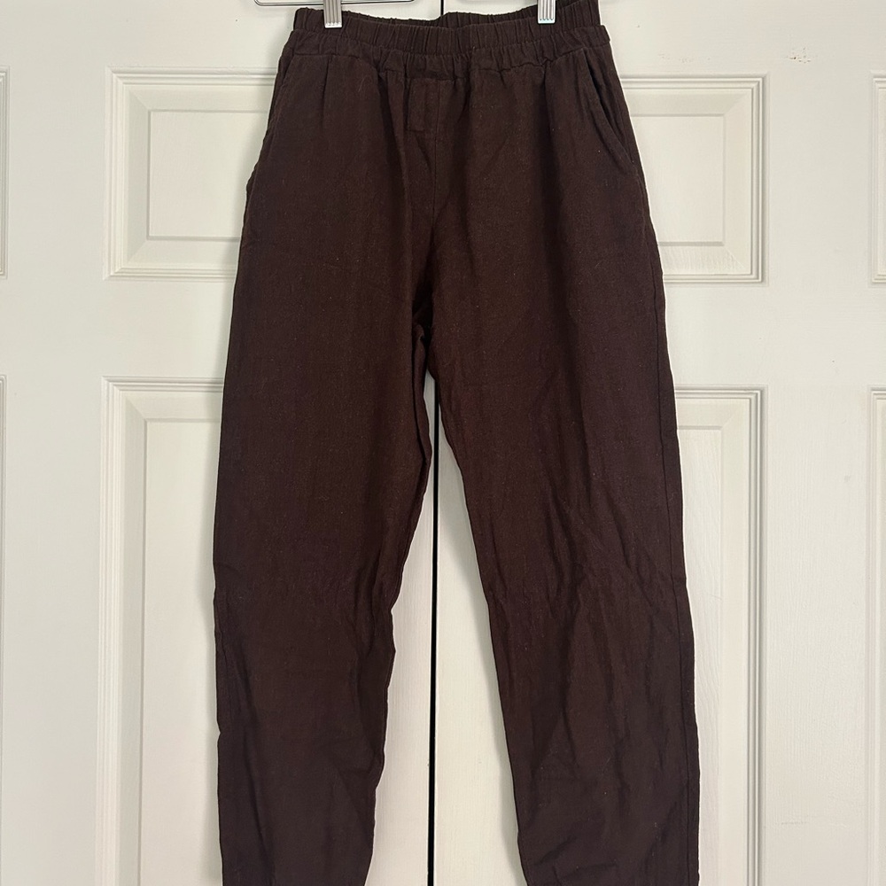Women’s pull on linen pants, brown